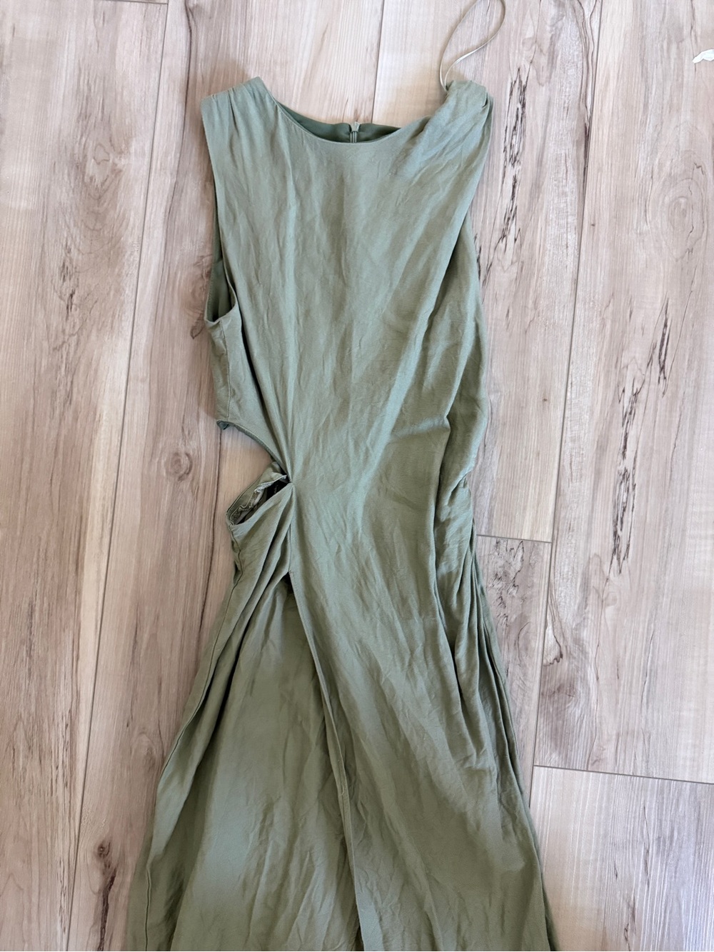 Zara Olive Twist Asymmetrical Sleeveless Dress